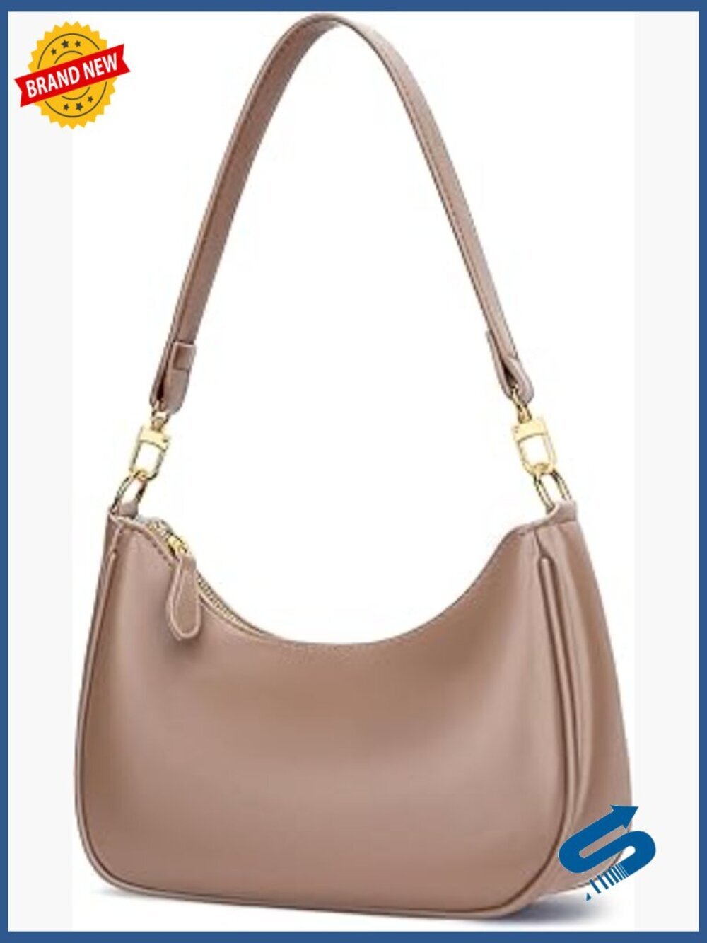PU Leather Shoulder Bag with Removable Straps, 5 Pockets, Zipper Closure